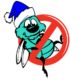 The Bug Master with Blue Santa Hat Image of The Bug Master icon with a Blue Santa hat on.